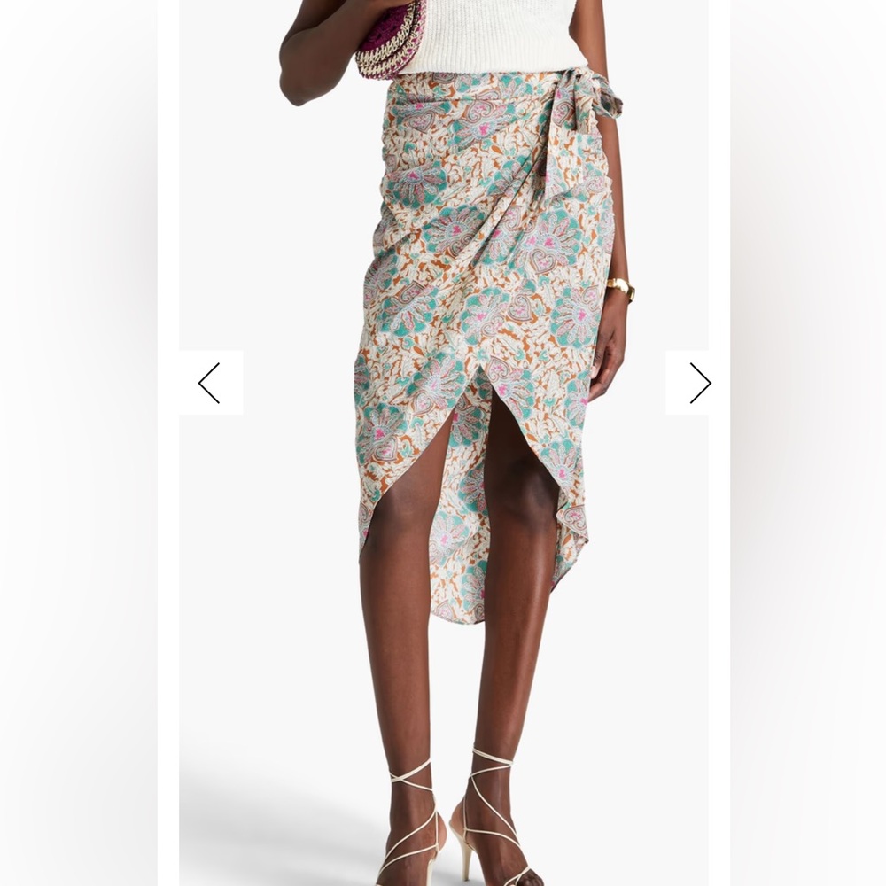 Veronica Beard Floral Midi Skirt - Pink and Blue